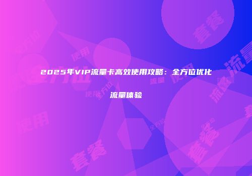 2025年VIP流量卡高效使用攻略：全方位优化流量体验