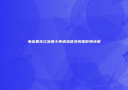 电信黑龙江流量卡申请流程及所需时间详解