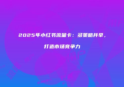 2025年小红书流量卡：多策略并举，打造市场竞争力