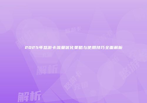 2025年悠游卡流量优化策略与使用技巧全面解析