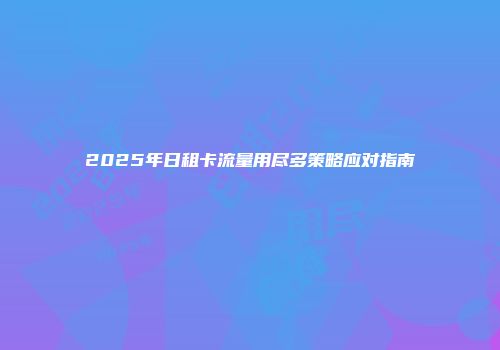2025年日租卡流量用尽多策略应对指南