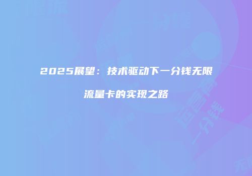 2025展望：技术驱动下一分钱无限流量卡的实现之路