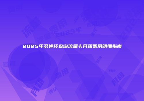 2025年多途径查询流量卡月租费用明细指南