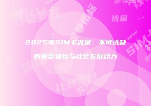 2025年SIM卡流量：不可或缺的重要指标与社会发展动力