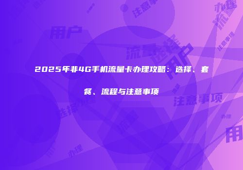 2025年非4G手机流量卡办理攻略：选择、套餐、流程与注意事项