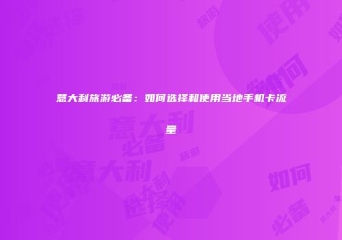 意大利旅游必备：如何选择和使用当地手机卡流量