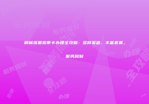 桐城流量宽带卡办理全攻略：多样渠道、丰富套餐，服务周到