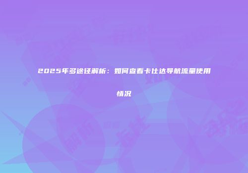 2025年多途径解析：如何查看卡仕达导航流量使用情况