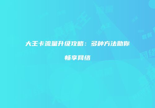 大王卡流量升级攻略：多种方法助你畅享网络