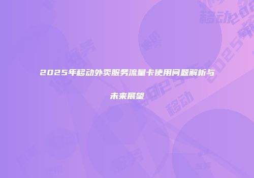 2025年移动外卖服务流量卡使用问题解析与未来展望