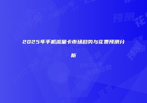 2025年手机流量卡市场趋势与花费预测分析