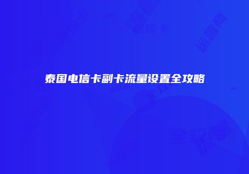 泰国电信卡副卡流量设置全攻略
