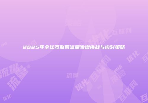 2025年全球互联网流量激增挑战与应对策略