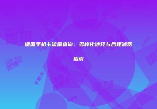 德国手机卡流量查询：多样化途径与合理消费指南