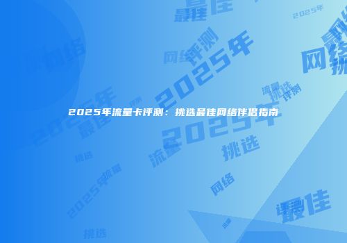 2025年流量卡评测：挑选最佳网络伴侣指南