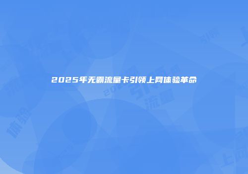 2025年无霸流量卡引领上网体验革命