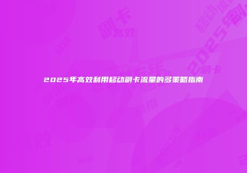 2025年高效利用移动副卡流量的多策略指南