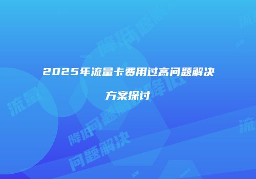 2025年流量卡费用过高问题解决方案探讨