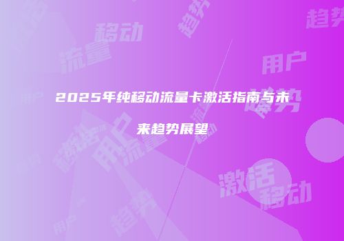 2025年纯移动流量卡激活指南与未来趋势展望