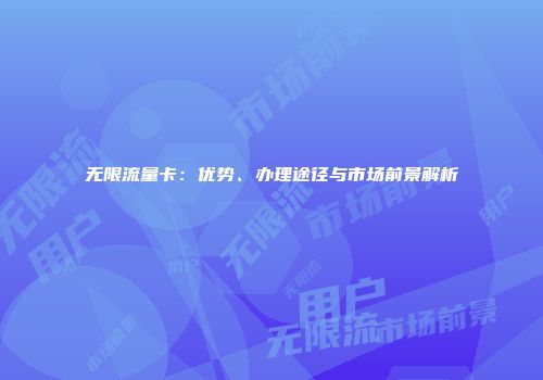 无限流量卡：优势、办理途径与市场前景解析