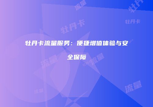 牡丹卡流量服务：便捷增值体验与安全保障