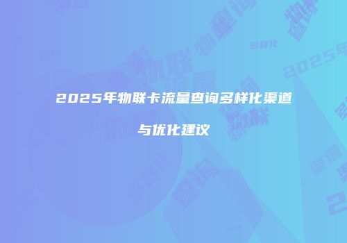 2025年物联卡流量查询多样化渠道与优化建议