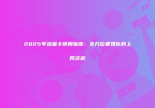 2025年流量卡使用指南：全方位管理你的上网资源