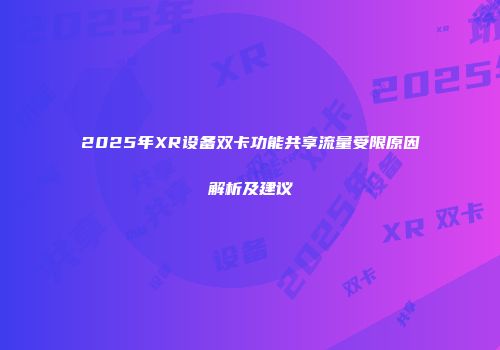 2025年XR设备双卡功能共享流量受限原因解析及建议