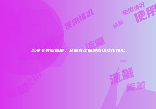 流量卡数据揭秘：全面管理你的网络使用情况