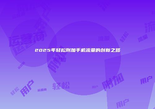 2025年轻松附加手机流量的创新之路