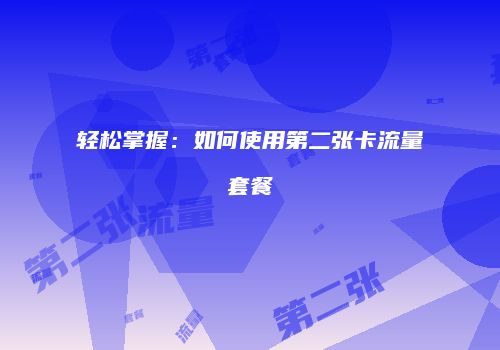 轻松掌握：如何使用第二张卡流量套餐
