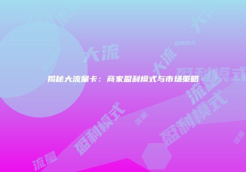 揭秘大流量卡：商家盈利模式与市场策略