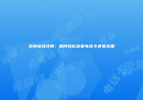 多种途径详解：如何轻松查看电话卡套餐流量