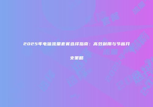 2025年电信流量套餐选择指南：高效利用与节省开支策略