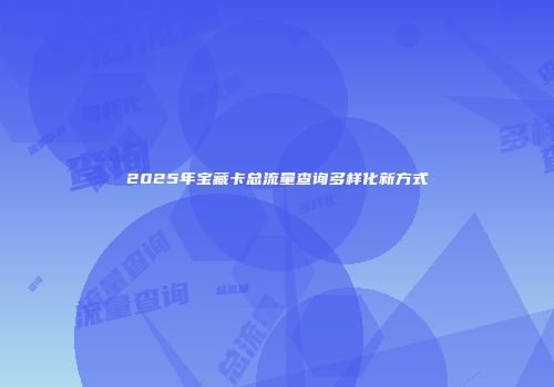 2025年宝藏卡总流量查询多样化新方式