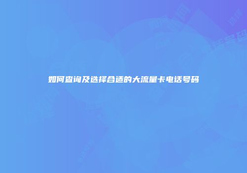 如何查询及选择合适的大流量卡电话号码