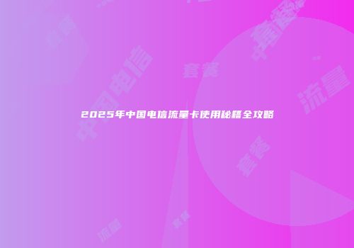 2025年中国电信流量卡使用秘籍全攻略