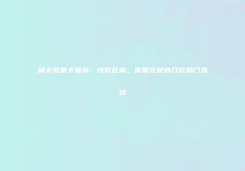 副卡流量卡推荐：性价比高、流量充足的几款热门选择