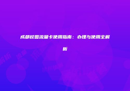 成都校园流量卡使用指南：办理与使用全解析