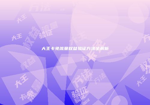 大王卡免流量权益验证方法全解析