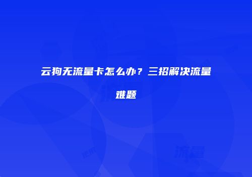 云狗无流量卡怎么办？三招解决流量难题