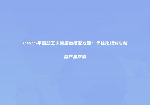 2025年移动王卡流量包搭配攻略：个性化规划与新型产品探索
