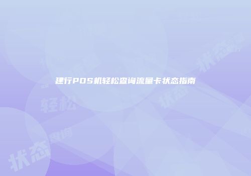 建行POS机轻松查询流量卡状态指南