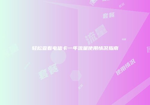轻松查看电信卡一年流量使用情况指南