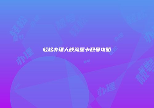 轻松办理大额流量卡靓号攻略