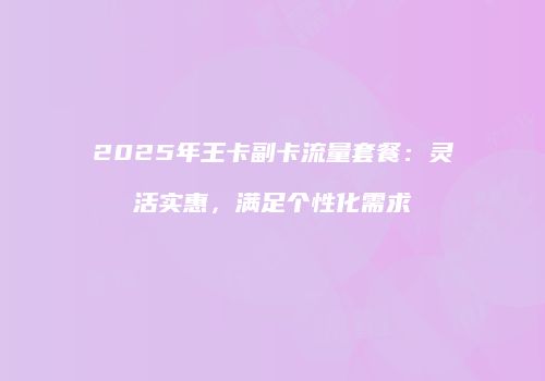 2025年王卡副卡流量套餐：灵活实惠，满足个性化需求