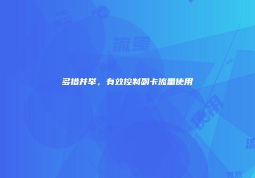 多措并举，有效控制副卡流量使用