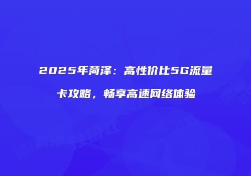 2025年菏泽：高性价比5G流量卡攻略，畅享高速网络体验