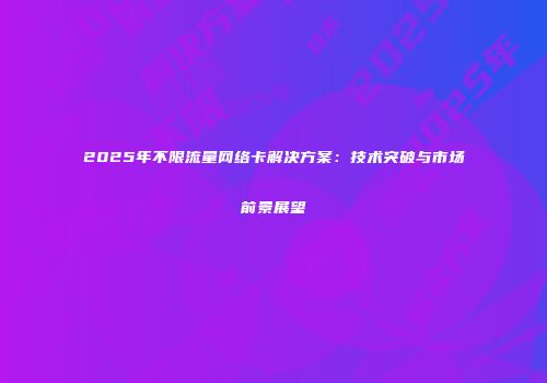 2025年不限流量网络卡解决方案：技术突破与市场前景展望