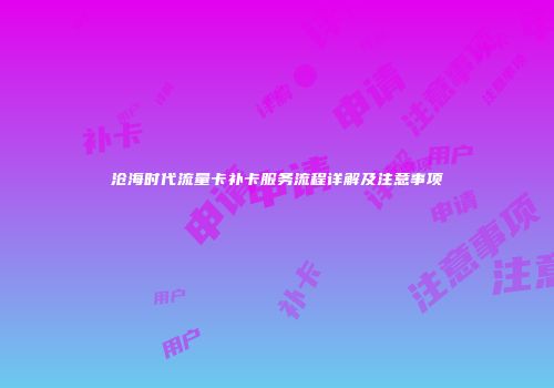 沧海时代流量卡补卡服务流程详解及注意事项